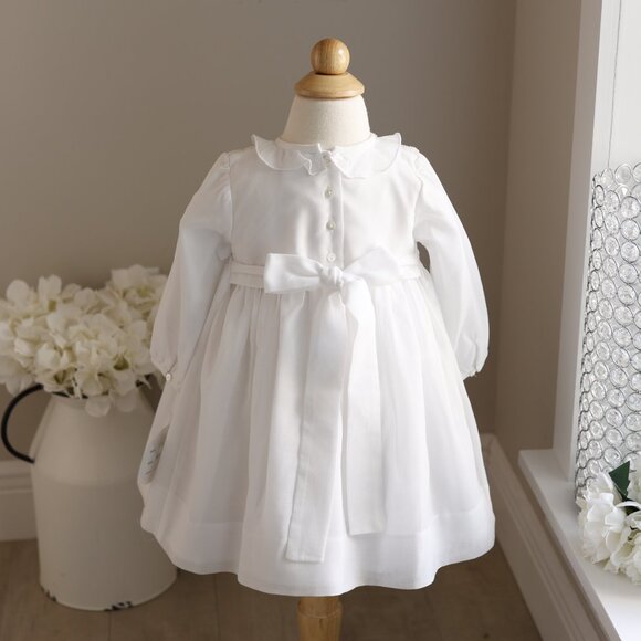 White Smocked Dress Long Sleeve Bullion Roses Sarah Louise England Boutique NWT - Picture 4 of 5